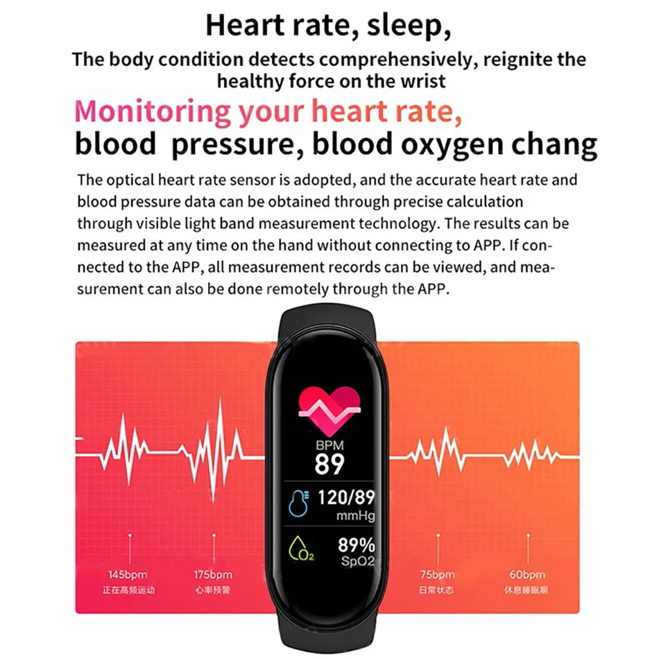 M6 Fitness Smartwatch with Heart & BP Monitor