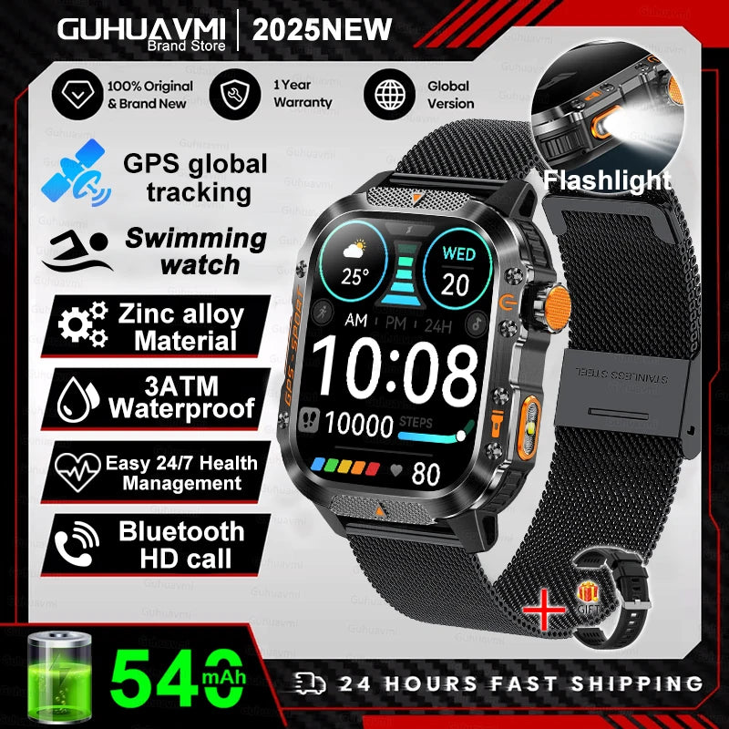 Military Grade GPS Smartwatch Men 10ATM Waterproof Outdoor