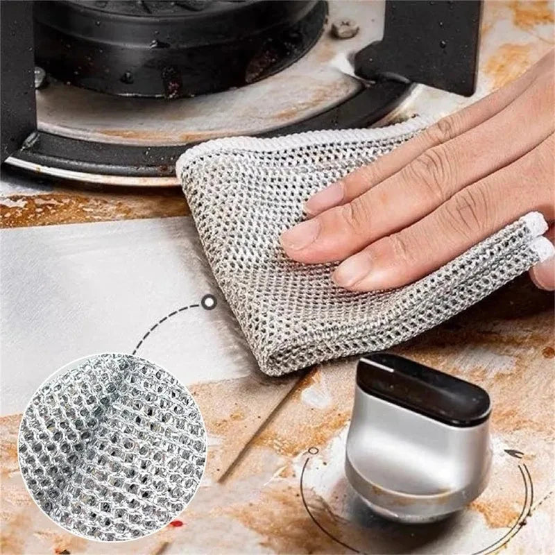 5/20pcs Steel Wire Mesh Cleaning Cloth – Non-Scratch Dish Rags