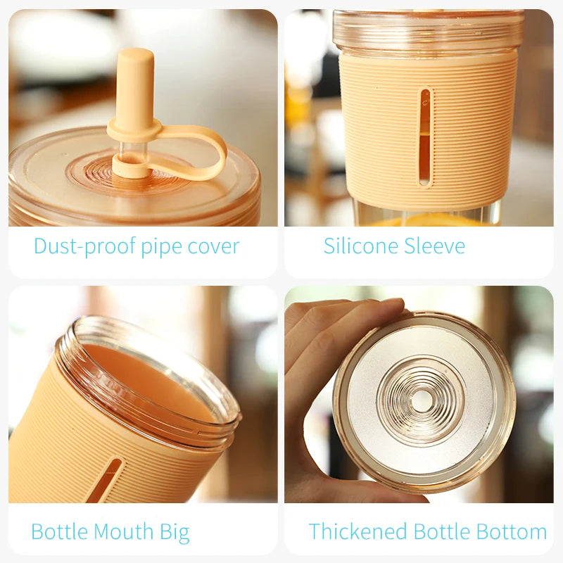 710ml Reusable Clear Coffee Cup with Straw