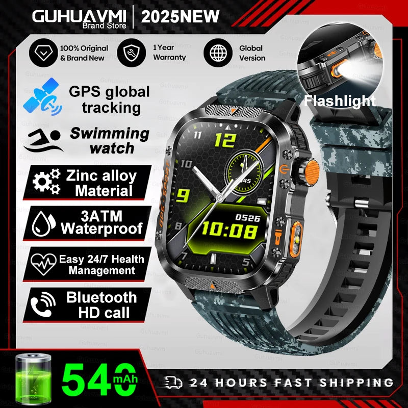 Military Grade GPS Smartwatch Men 10ATM Waterproof Outdoor