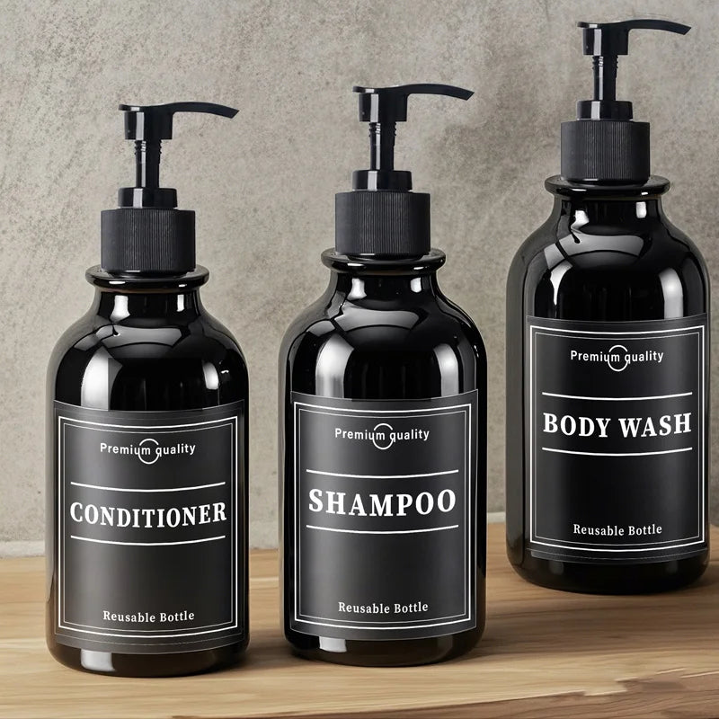 3Pcs 500ML Shampoo Bottles with Pump – Refillable Dispensers