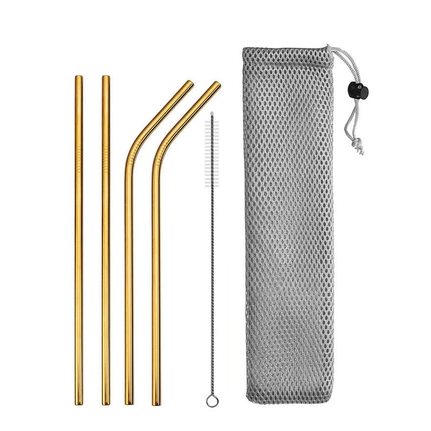 Reusable 304 Stainless Steel Straw Set