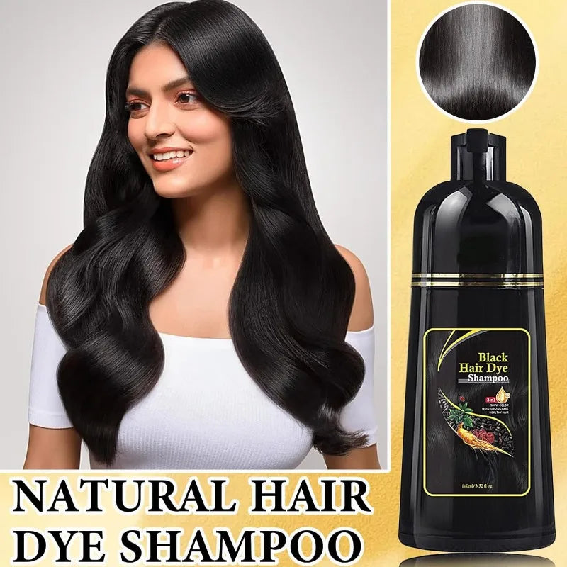 Black Hair Coloring Shampoo Herbal 3 in 1 Gray Coverage