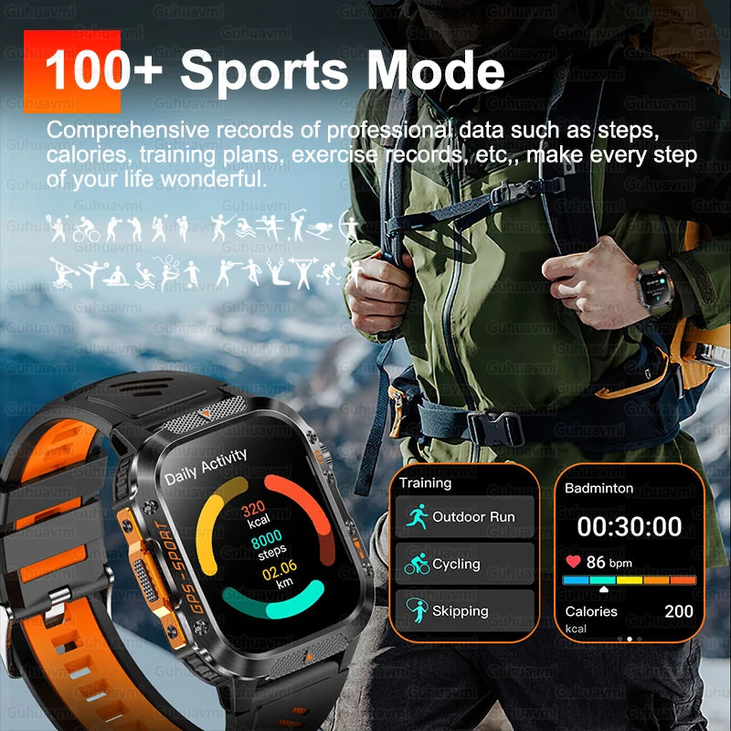 Military Grade GPS Smartwatch Men 10ATM Waterproof Outdoor