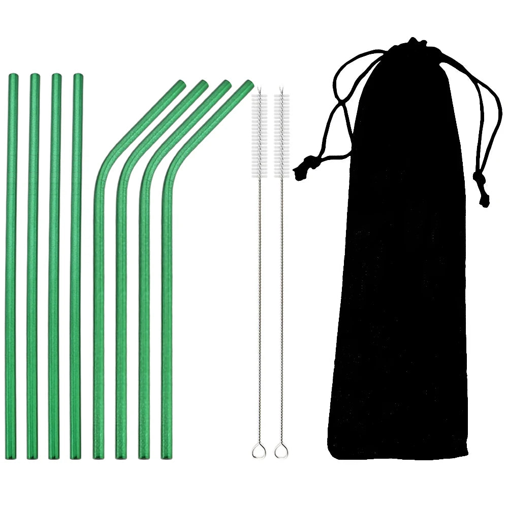 Colorful Stainless Steel Drinking Straws Set – Reusable with Brush