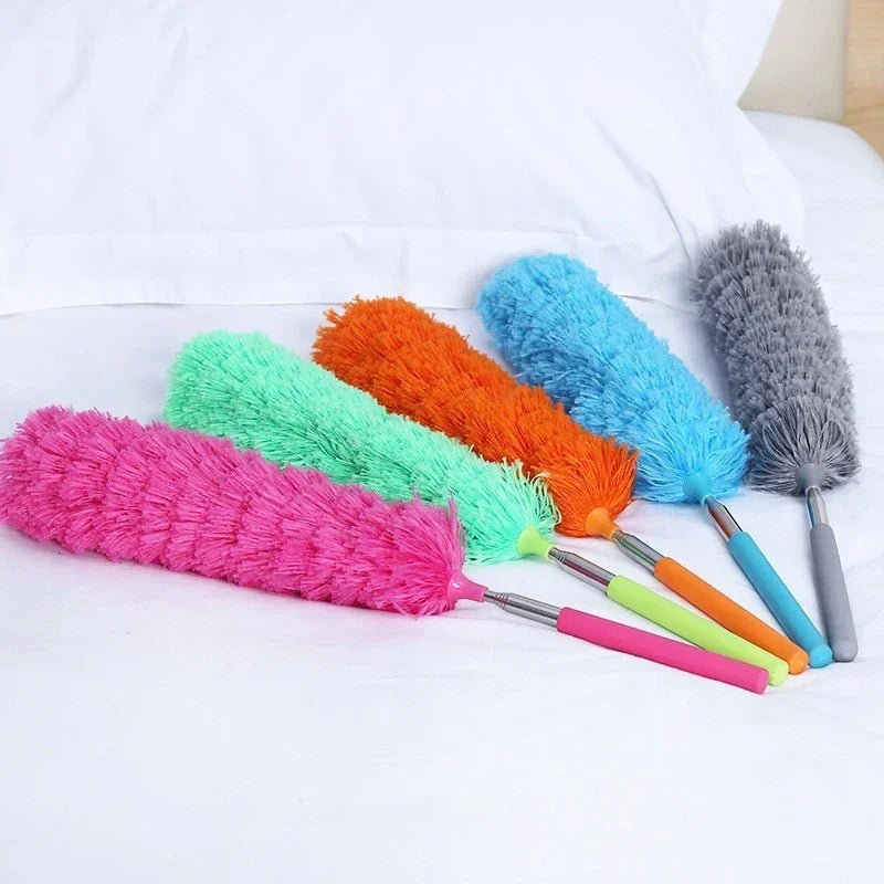 Telescopic Electrostatic Feather Duster – Microfiber Cleaning Tool