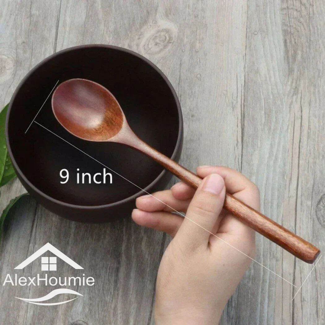 6 Piece Bamboo Wooden Spoons Korean Style Kitchen Tableware