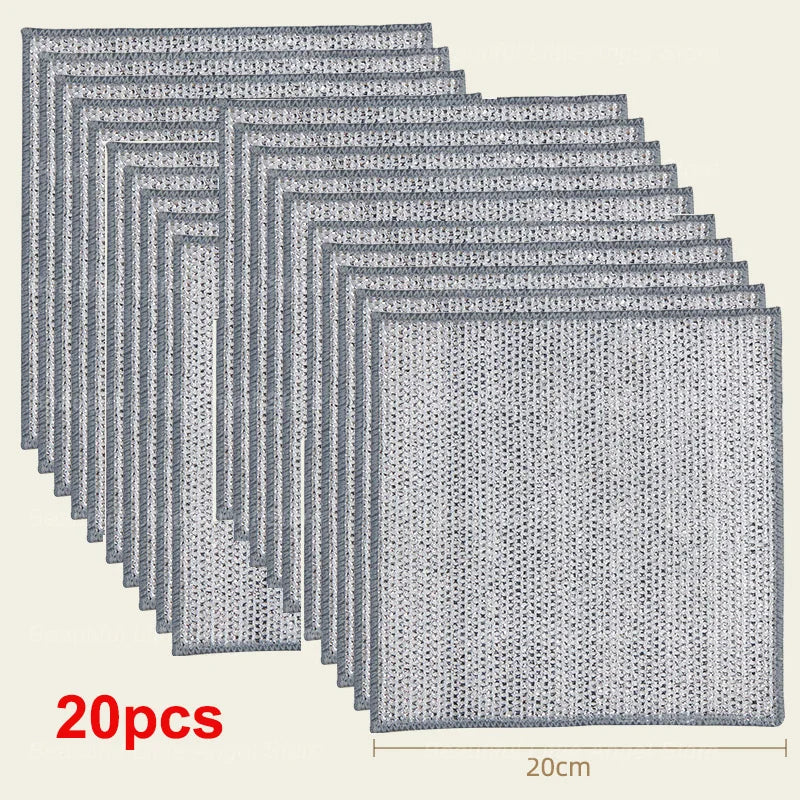 5/20pcs Steel Wire Mesh Cleaning Cloth – Non-Scratch Dish Rags