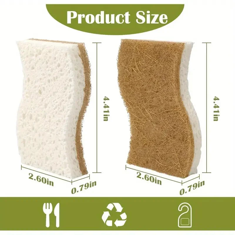 Natural Cellulose Coconut Scrubber Sponges for Kitchen Dish Cleaning