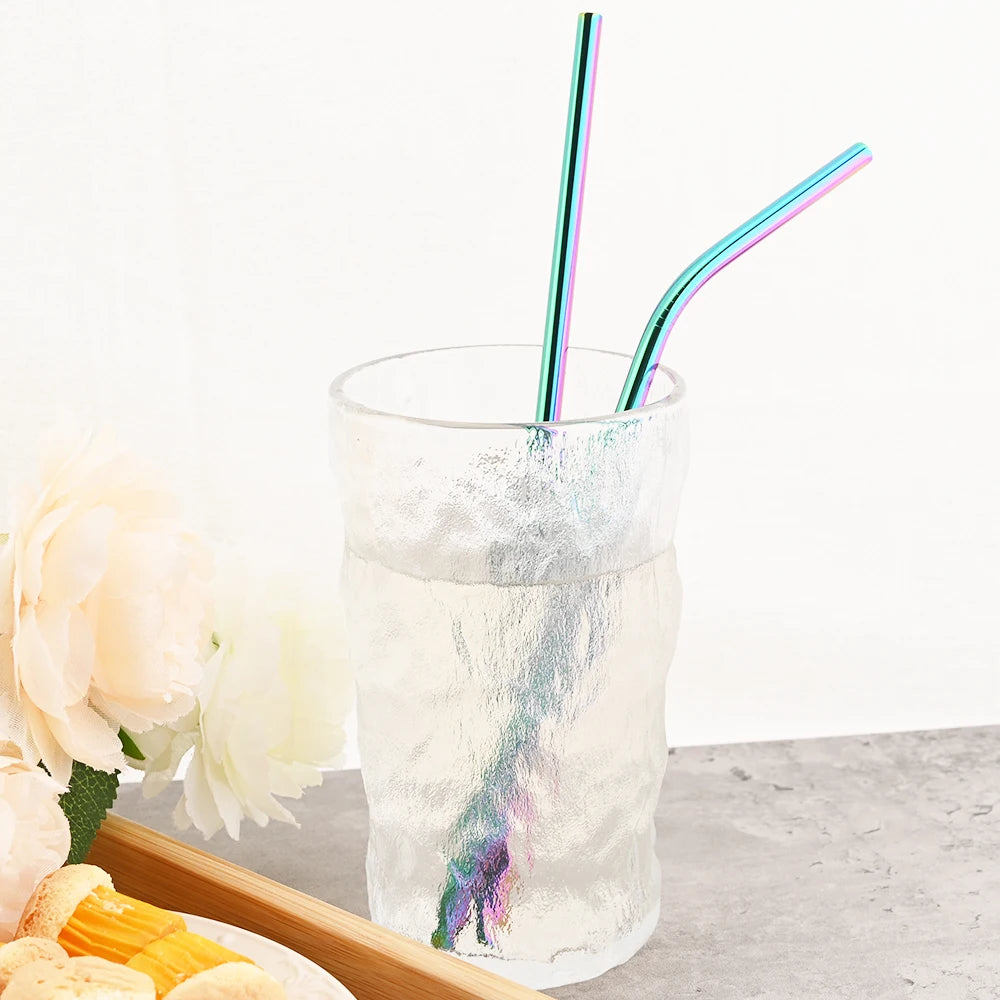 Colorful Stainless Steel Drinking Straws Set – Reusable with Brush