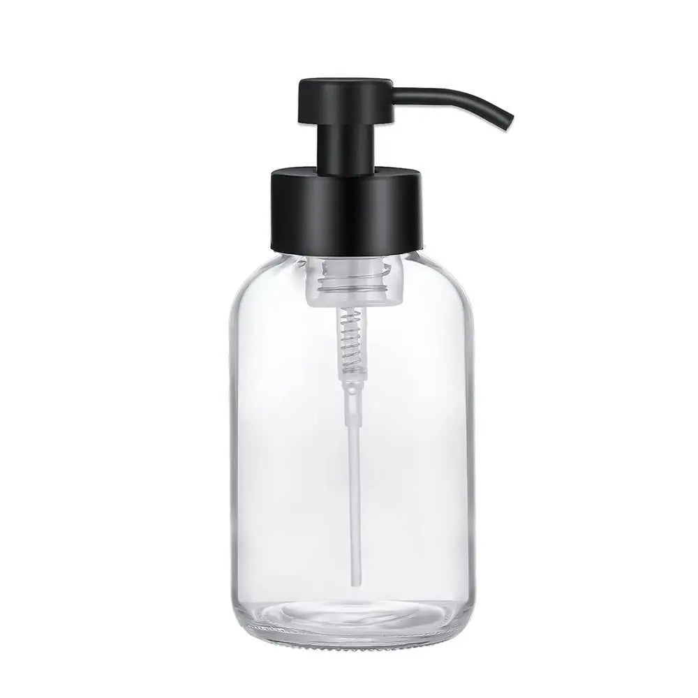 Thick Amber Glass Foaming Soap Dispenser Pump Bottle Kitchen