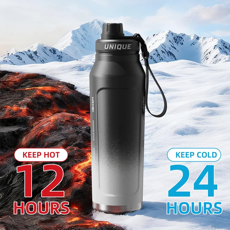 1L Stainless Steel Insulated Water Bottle with Handle Thermos