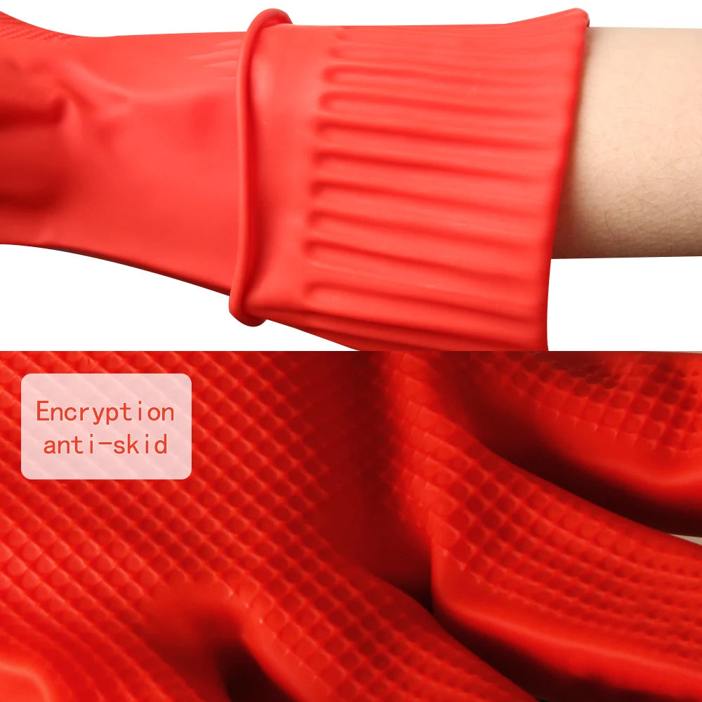1 Pair Long Silicone Dishwashing Scrubber Gloves