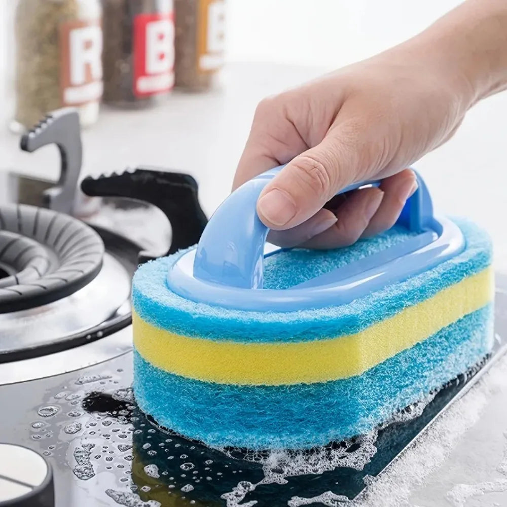Household Scrubbing Brush with Handle – Kitchen & Bathroom Use