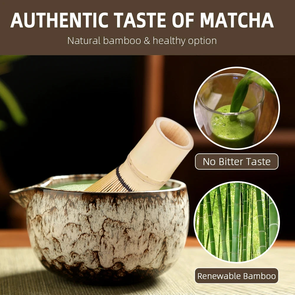 6PCS Japanese Matcha Tea Set – Bamboo Whisk, Bowl & Tools