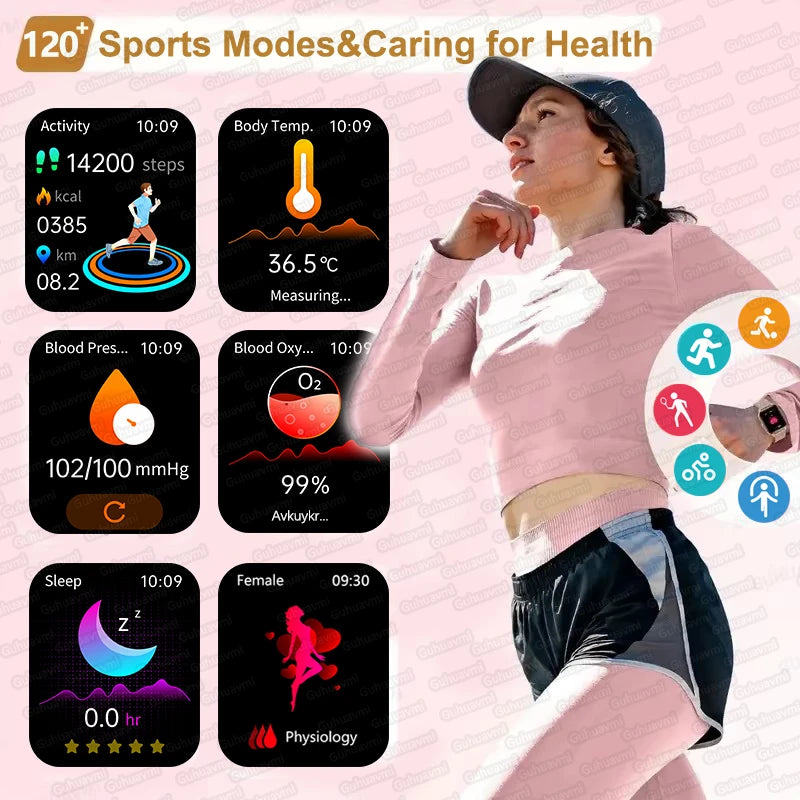 AI Smart Health Watch ECG HRV Blood Pressure Monitor NFC