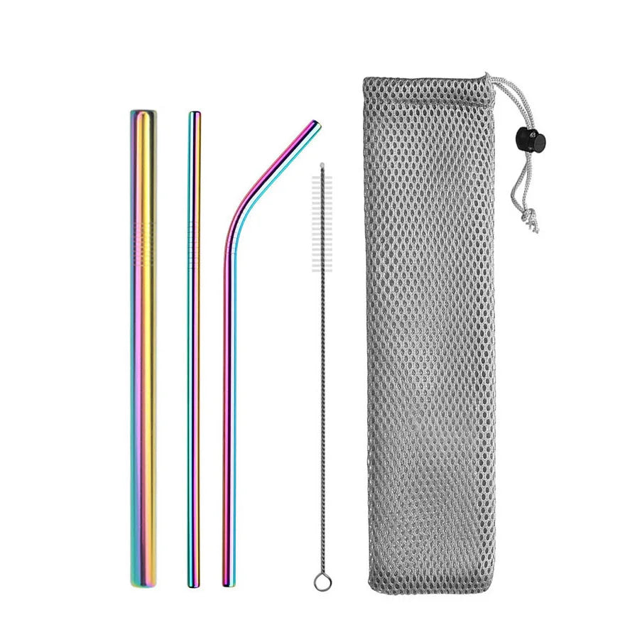 Reusable 304 Stainless Steel Straw Set