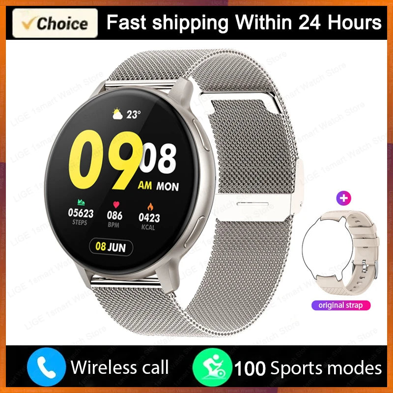LIGE Bluetooth Call Smartwatch – Custom Dial, Fitness Tracker