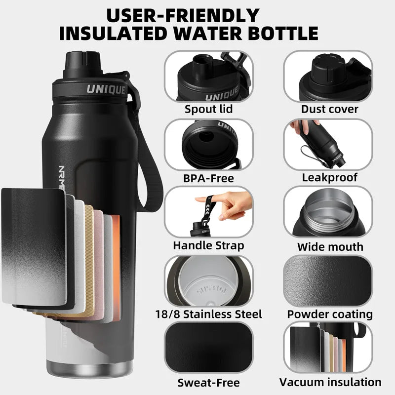 1L Stainless Steel Insulated Water Bottle with Handle Thermos
