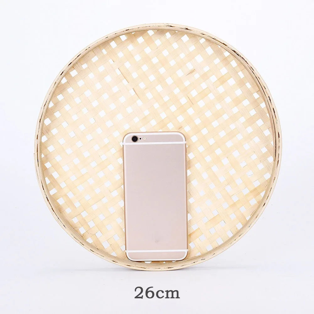 Handmade Bamboo Weaving Sieve Tray Set Kitchen Storage Decor