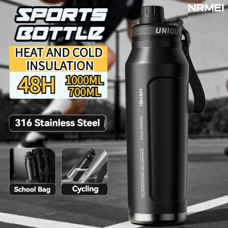 1L Stainless Steel Insulated Water Bottle with Handle Thermos