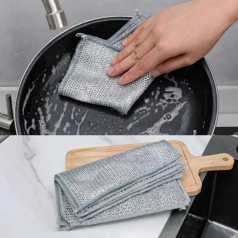 5/20pcs Steel Wire Mesh Cleaning Cloth – Non-Scratch Dish Rags