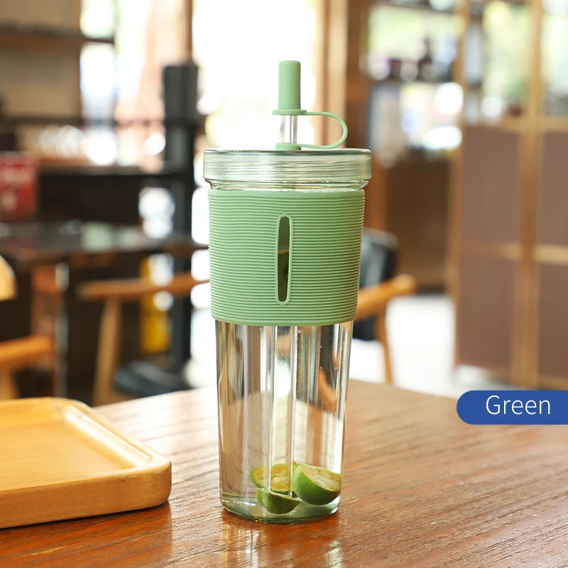 710ml Reusable Clear Coffee Cup with Straw