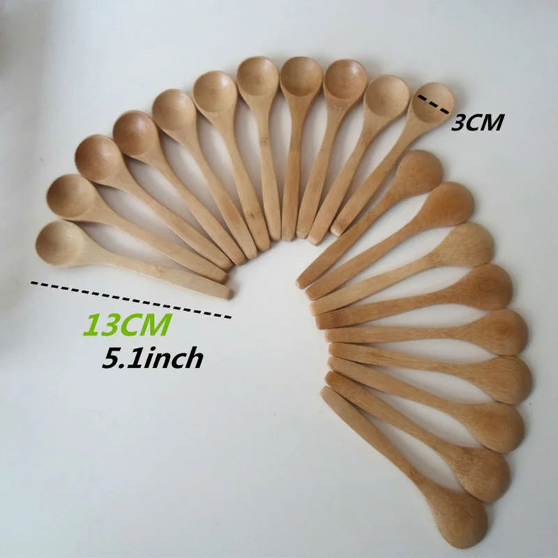 10pcs Bamboo Wooden Honey Spoon Set Kitchen Tableware