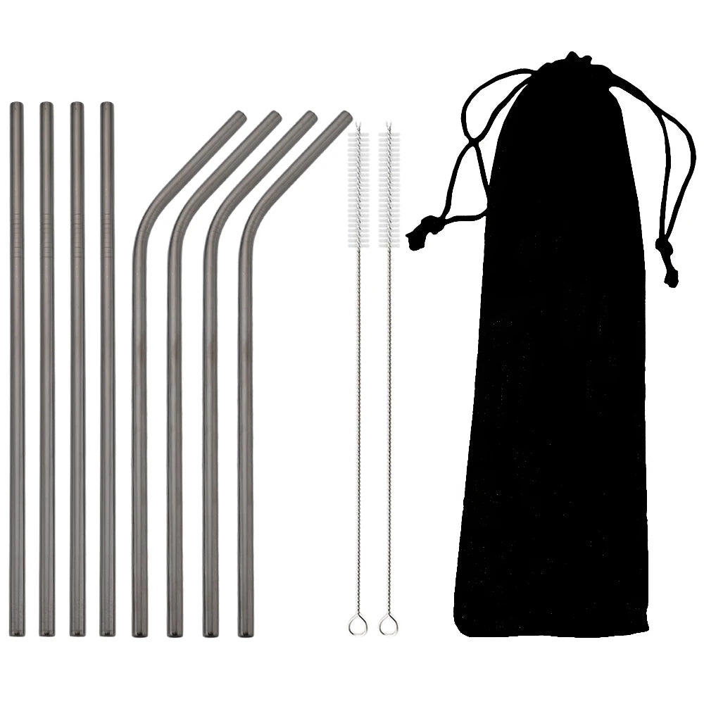 Colorful Stainless Steel Drinking Straws Set – Reusable with Brush