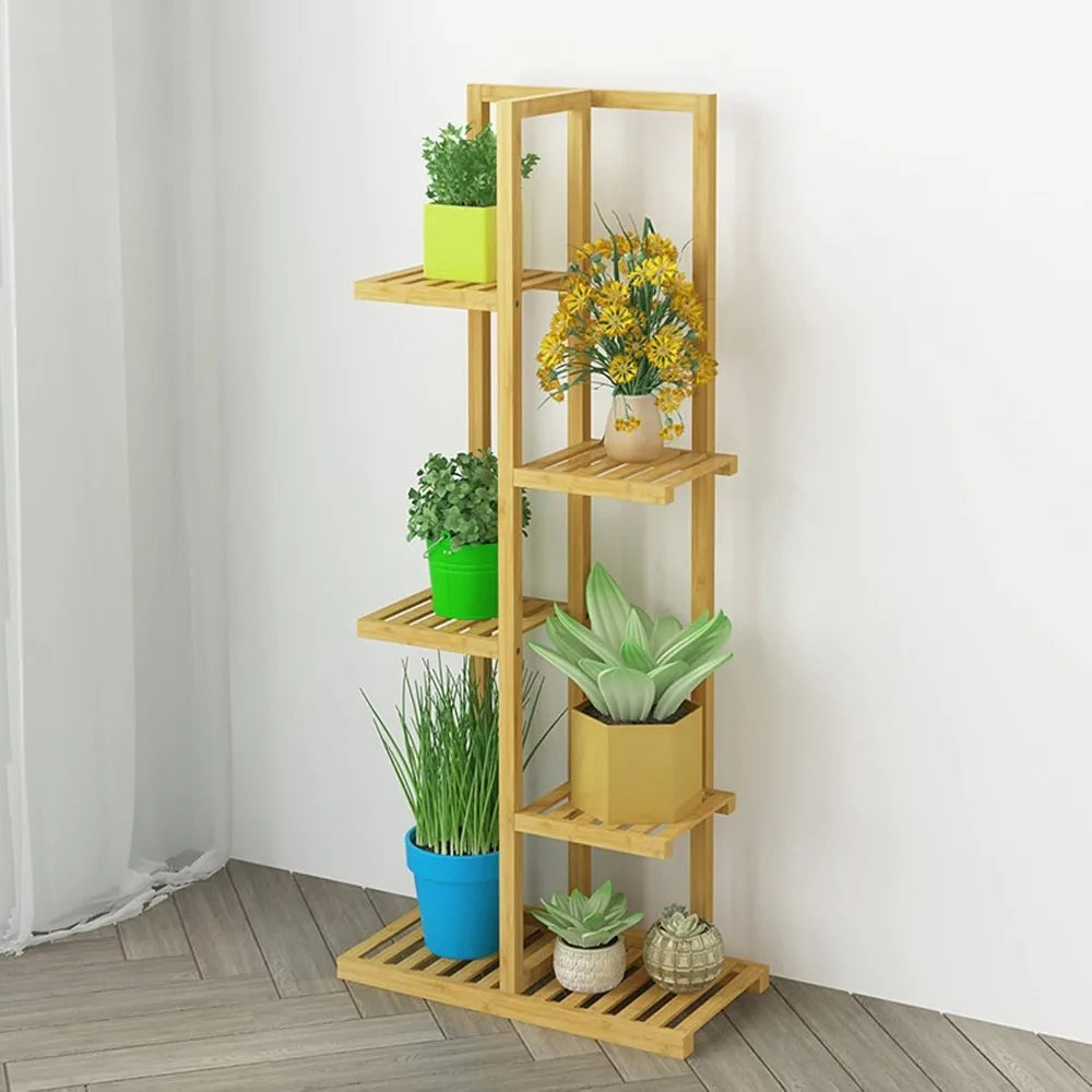 Bamboo 5-Tier Indoor Plant Stand – Multi Pot Display Rack