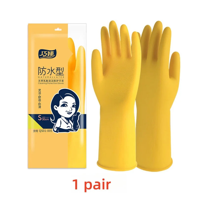 1 Pair Long Silicone Dishwashing Scrubber Gloves