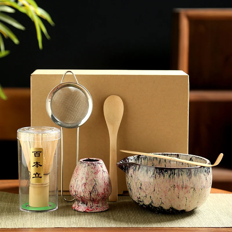 6PCS Japanese Matcha Tea Set – Bamboo Whisk, Bowl & Tools