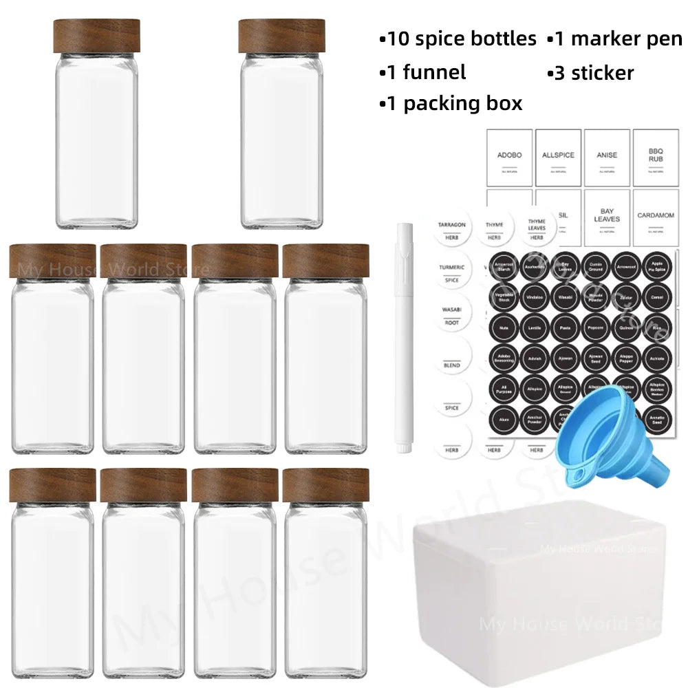 13Pcs Glass Spice Jars Set – 4oz with Bamboo Lids