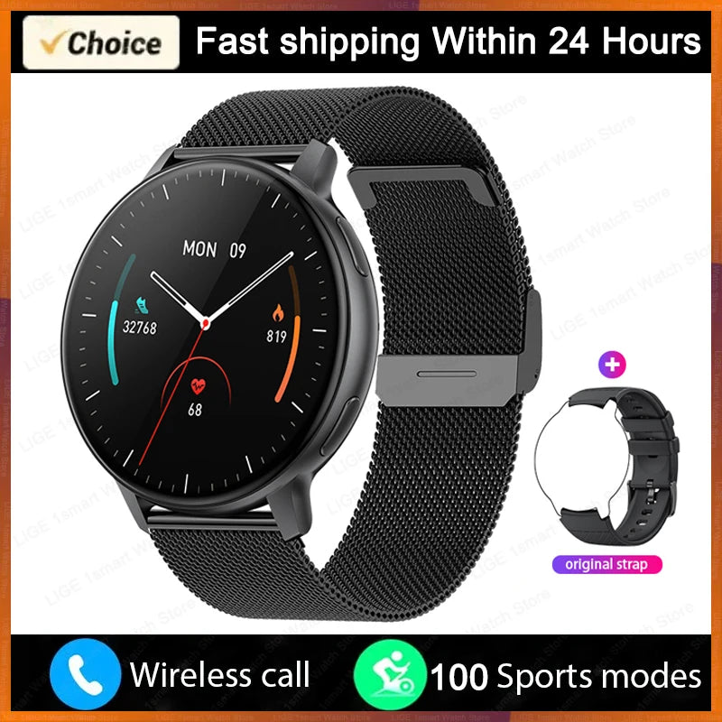 LIGE Bluetooth Call Smartwatch – Custom Dial, Fitness Tracker