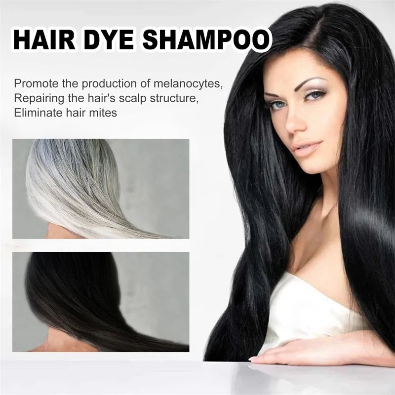 Black Hair Coloring Shampoo Herbal 3 in 1 Gray Coverage
