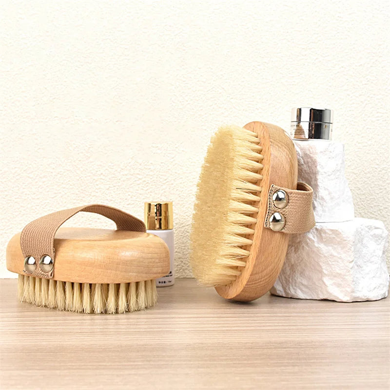 Natural Boar Bristle Bamboo Body Brush – Dry & Wet Exfoliating