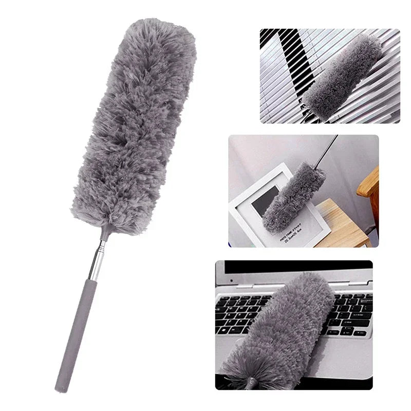Telescopic Electrostatic Feather Duster – Microfiber Cleaning Tool
