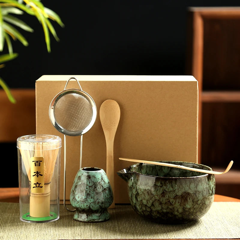 6PCS Japanese Matcha Tea Set – Bamboo Whisk, Bowl & Tools