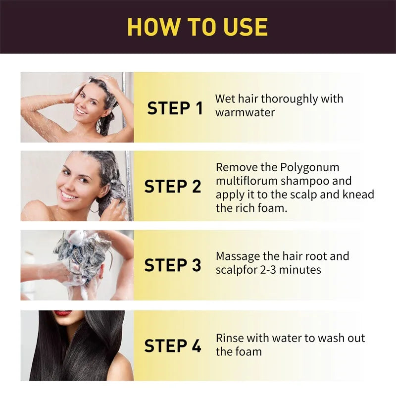 Black Hair Coloring Shampoo Herbal 3 in 1 Gray Coverage