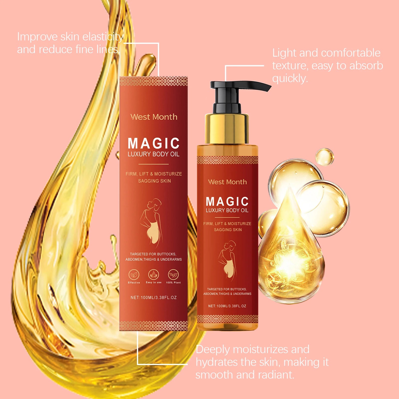 Body Firming Oil Anti Aging Cellulite Hydrating Massage Oil