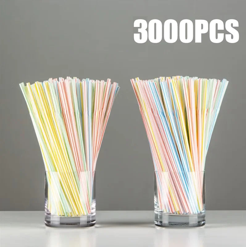 50–3000pcs Multicolor Drinking Straws – Party & Beverage Use