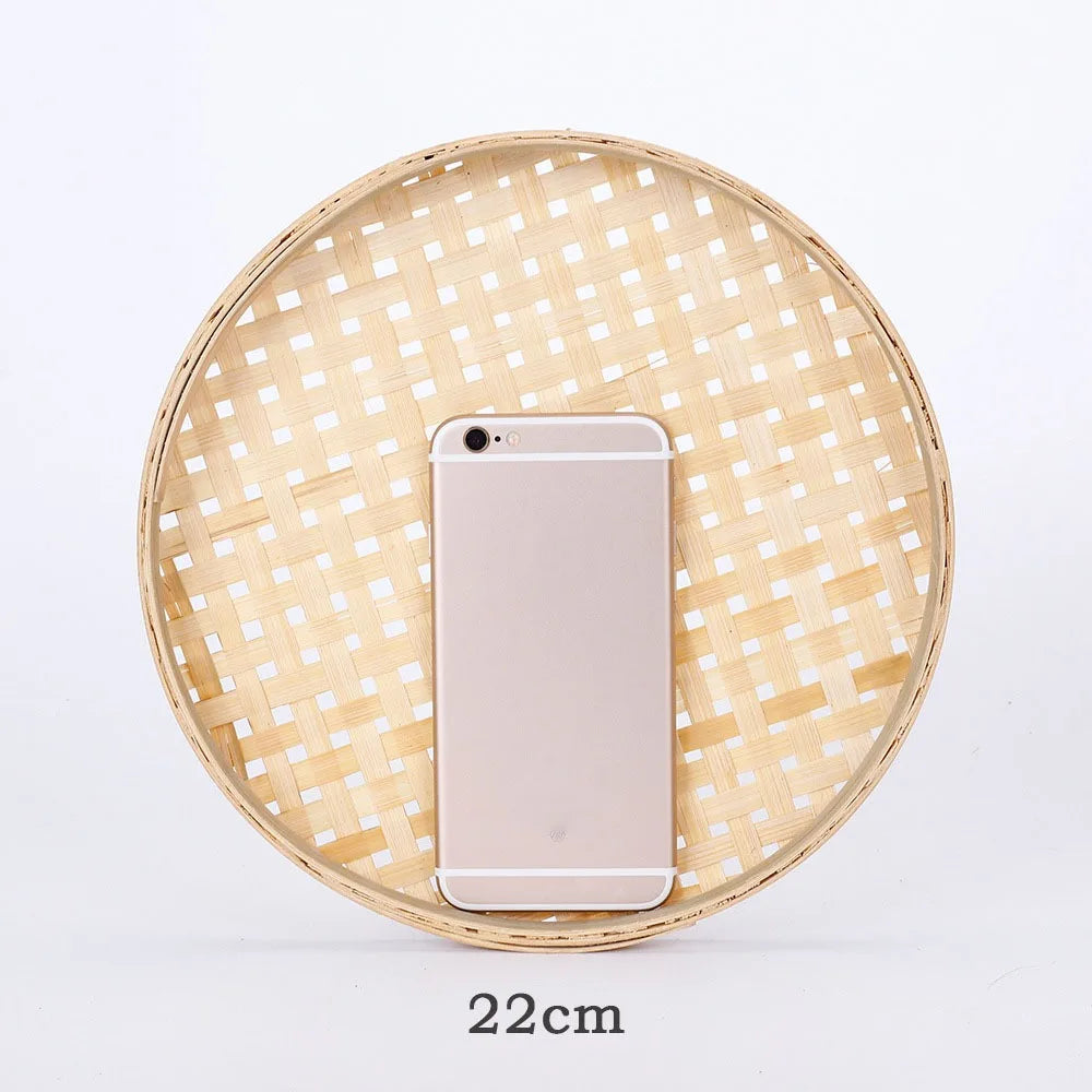 Handmade Bamboo Weaving Sieve Tray Set Kitchen Storage Decor