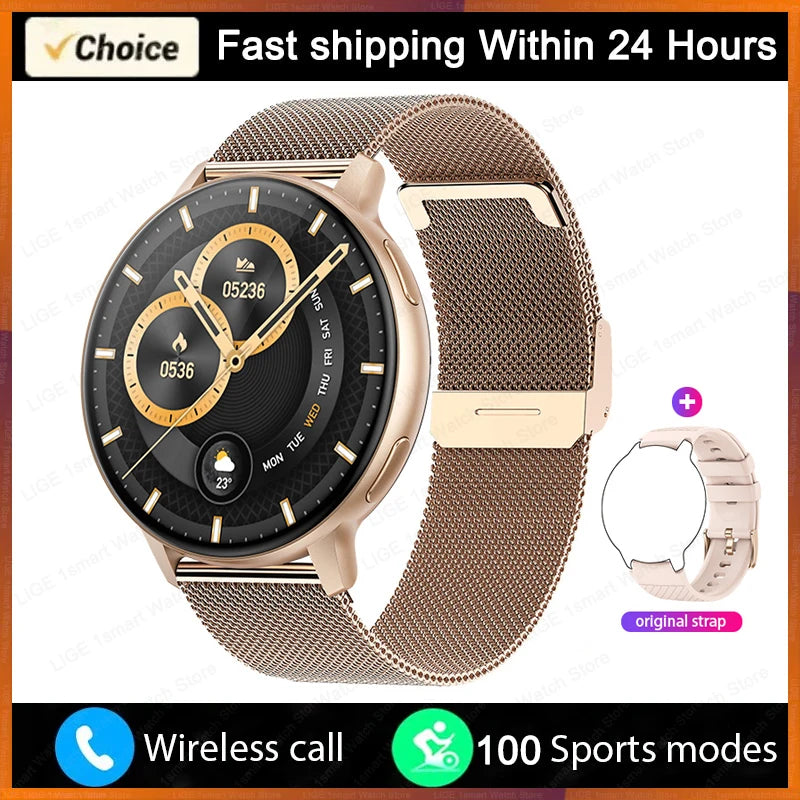 LIGE Bluetooth Call Smartwatch – Custom Dial, Fitness Tracker