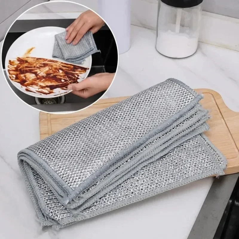 5/20pcs Steel Wire Mesh Cleaning Cloth – Non-Scratch Dish Rags