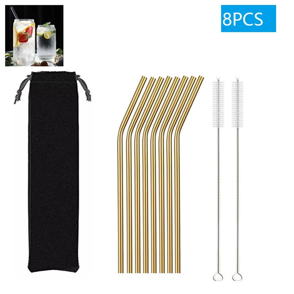 1–10Pcs Reusable Glass Straws – Eco-Friendly with Cleaning Brush