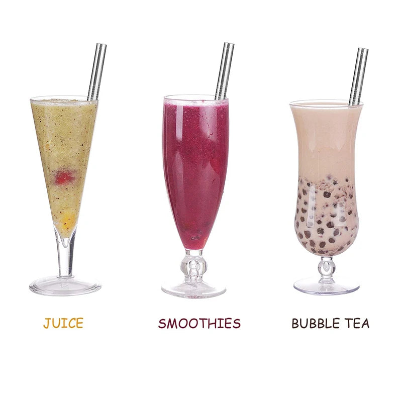 4Pcs Reusable Boba Straws – Stainless Steel with Cleaning Brush
