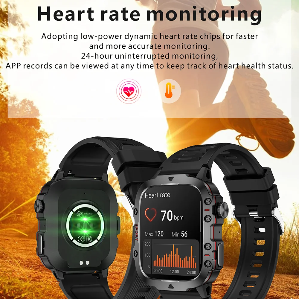 Original Men’s Smartwatch – Bluetooth Call, IP68 Waterproof, Fitness Tracker