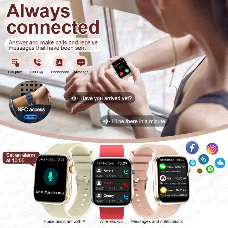 AI Smart Health Watch ECG HRV Blood Pressure Monitor NFC