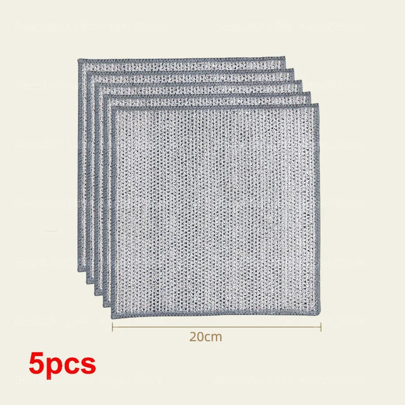 5/20pcs Steel Wire Mesh Cleaning Cloth – Non-Scratch Dish Rags